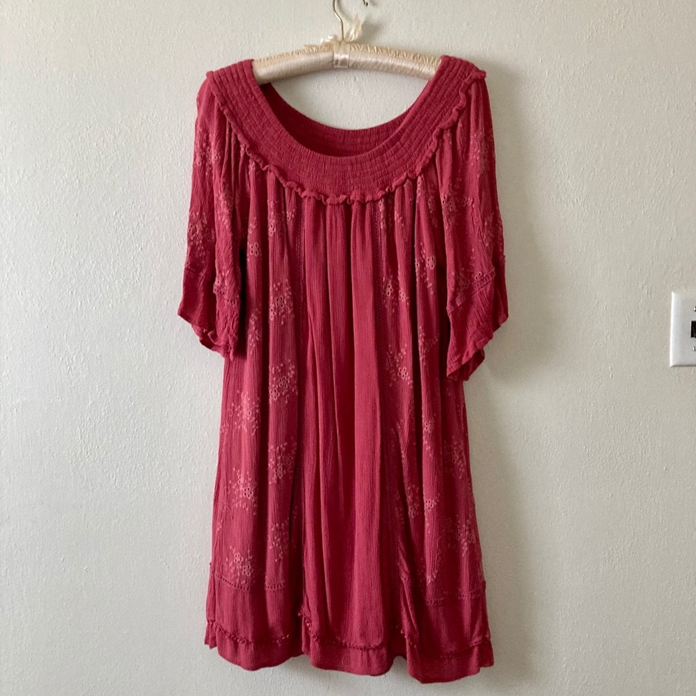 Off-the-Shoulder Pink Boho Sundress